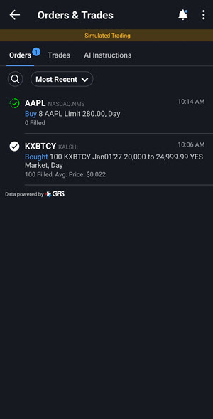 Orders Tab for Android in Mobile
